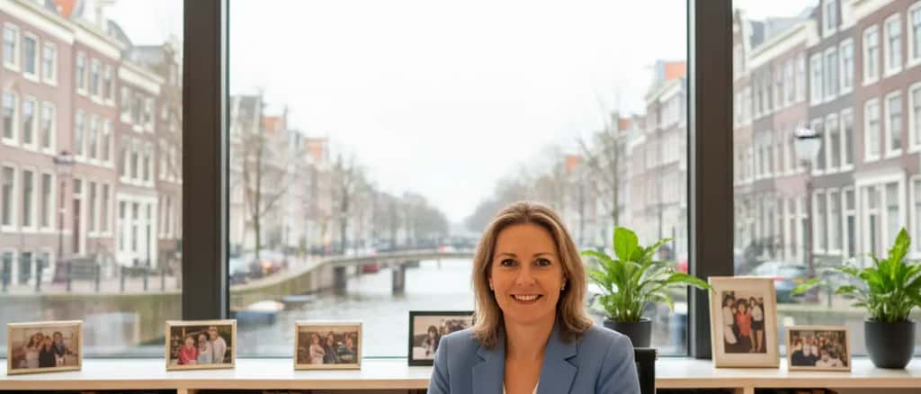 Nederlandse familierechtadvocate in Amsterdam kantoor, bezig met erfrecht documenten