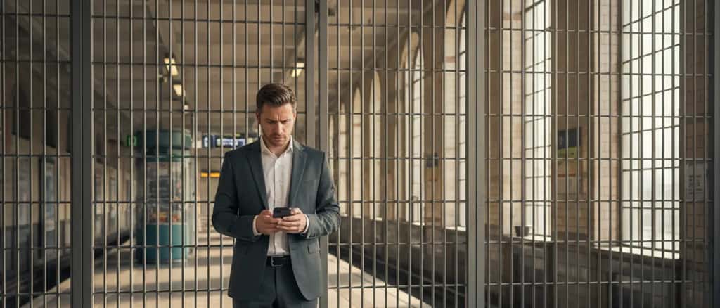 Pendler am leeren Berliner U-Bahnsteig während des BVG-Streiks