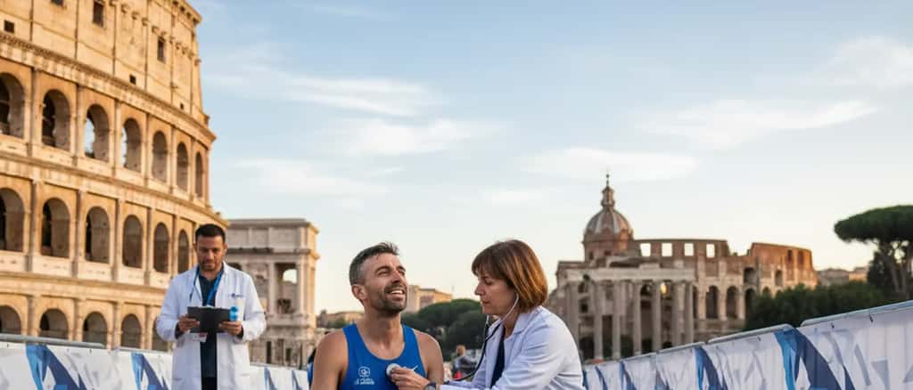 Corridore italiano riceve visita medica sportiva alla Maratona di Roma 2026