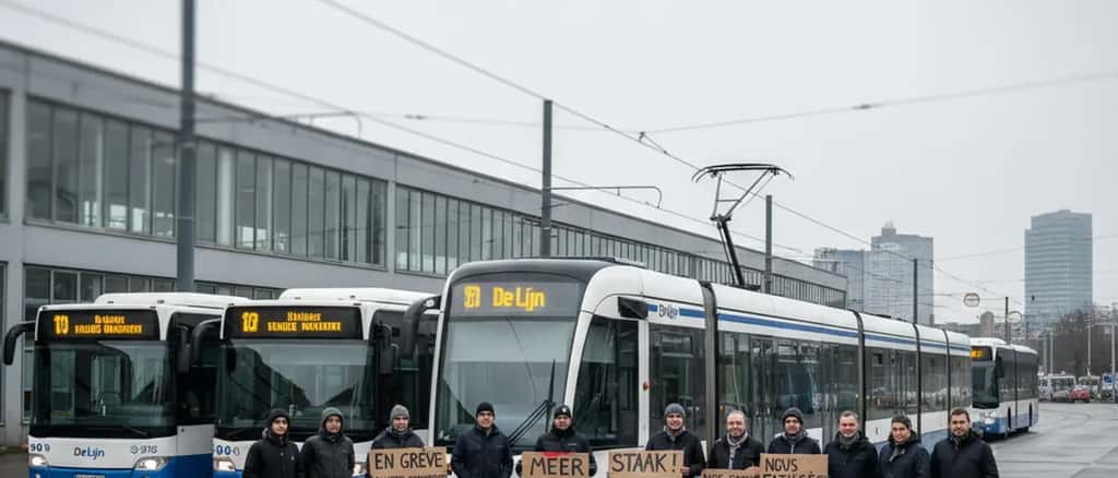 Trams De Lijn arretes lors de la greve nationale du 12 mars 2026 en Belgique