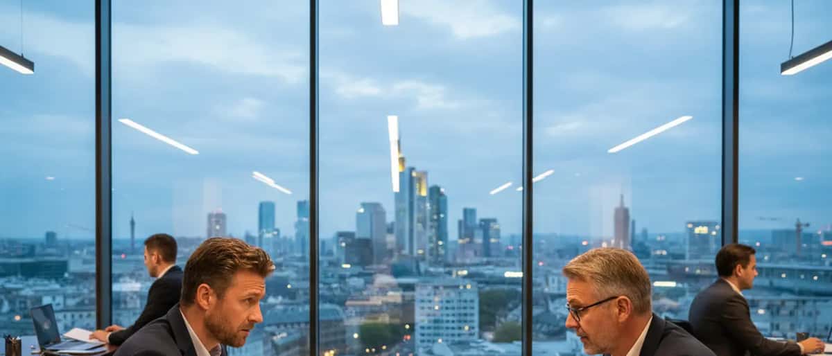 Deutscher Strafverteidiger im Büro bei der Beratung eines besorgten Mandanten