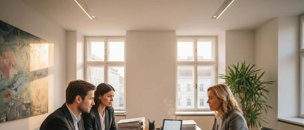 Österreichischer Rechtsanwalt für Familienrecht berät Ehepaar in Wiener Kanzlei