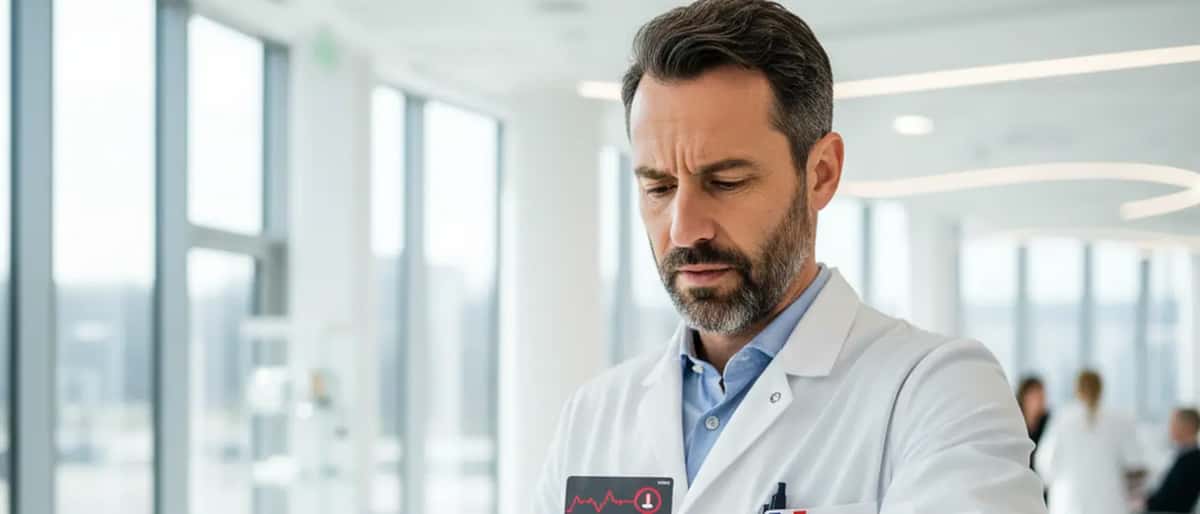 Un médecin consulte une alerte de santé sur une Apple Watch dans un cabinet médical moderne