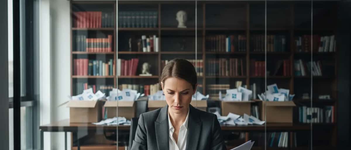 Rechtsanwalt prüft Wahlunterlagen und juristische Dokumente in deutschem Büro