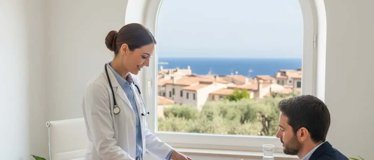 Nutrizionista italiano in uno studio medico che esamina un piano alimentare