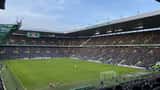 Celtic Park stadium packed with fans during a Europa League night match in Glasgow