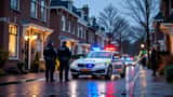 Politie bij een woning aan de Brinkgreverweg in Deventer in de avond