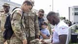 Atlanta Falcons NFL players during team visit to West Point Military Academy