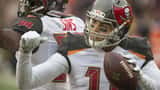 Mike Evans in action carrying the ball during an NFL game