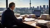 Lawyer reviewing a legal settlement agreement at a Toronto office desk with OSC documents