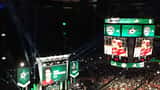 NHL Draft stage with team logos and podium during the 2017 NHL Entry Draft