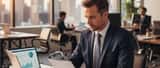 Business attorney reviewing insurance documents and contracts at office desk