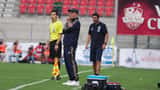 Paulo Fonseca com Elie Baup durante jogo da Valais Cup 2013 entre Olympique de Marseille e FC Porto