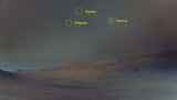 Marte ao amanhecer capturado pelo rover Perseverance da NASA, com a lua Deimos visível no céu marciano antes do nascer do sol