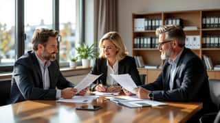 HR-ansvarlig gennemgaar Butiksoverenskomst-dokumenter i et konferencelokale i Aarhus