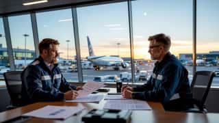 3F Transport union repræsentant annoterer luftfartsoverenskomst 2025-2028 i Billund Airport operations center