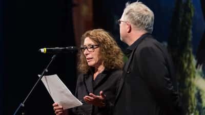 Harald Krassnitzer und Adele Neuhauser bei einem öffentlichen Event in Wien