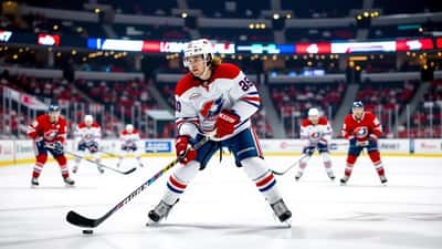 Brooks Rogowski, jeune espoir du hockey sur glace, s'entraîne sur la patinoire avec les Generals d'Oshawa