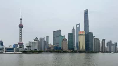 Shanghai financial district skyline showing China's major economic center
