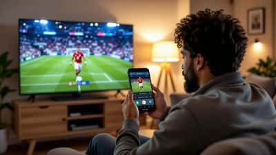 Aficionado revisa los permisos de privacidad de una app de resultados de fútbol en su teléfono