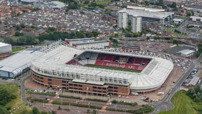Vue aérienne du Stadium of Light, stade du Sunderland AFC promu en Premier League 2026