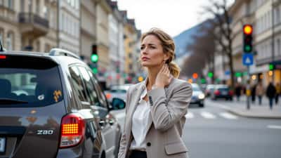 Conductrice tenant sa nuque après un auffahrunfall, coup du lapin suite à un accident par l'arrière en Suisse