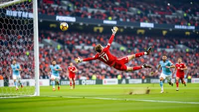 Senne Lammens pariert einen Ball im Premier-League-Stadion