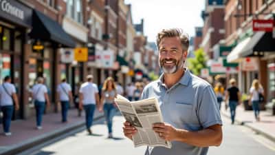 Elderly man fanning himself from extreme heat on a Birmingham city street during the UK 2026 heatwave