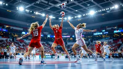 Match de handball Norvège – Angleterre 2026 en action