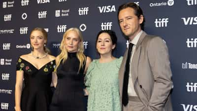 Lewis Pullman and co-stars at the 2025 Toronto International Film Festival, press event photo