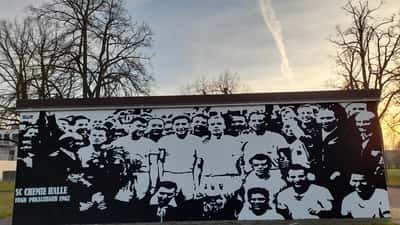 Wandgestaltung zum FDGB-Pokalsieg des Halleschen FC 1962 in Halle an der Saale