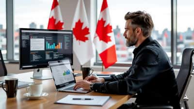 IT manager reviewing GCSP Level III compliance documents at a federal government portal in Ottawa, 2026