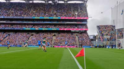 GAA players competing in the 2023 All-Ireland Senior Football Championship Final at Croke Park