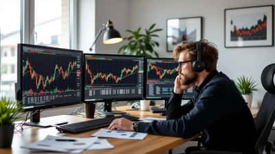 Norsk investor ser bekymret på fallende børskurser på handelsmonitor