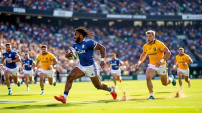 Joueur de rugby français en action face à l'Australie lors d'un match international en 2026