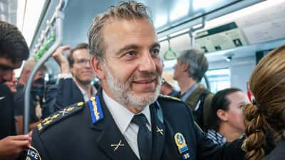 Fady Dagher, directeur du SPVM, lors de l'inauguration du Réseau Express Métropolitain à Montréal