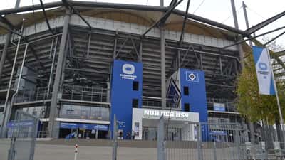 Esterno del Volksparkstadion di Amburgo, stadio dell'Hamburger SV in Bundesliga