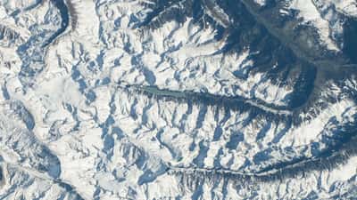 Luftaufnahme des Kaunertal-Tals und Gepatschspeichers in Tirol