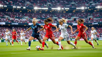Jogadoras da Nova Zelândia e da Bélgica disputam a bola em partida de futebol feminino em 2026