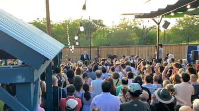 James Talarico speaking to supporters at a Texas campaign rally