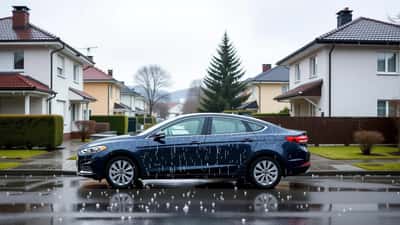 Hagelschäden auf einer Motorhaube nach einem Sommersturm, Österreich 2026