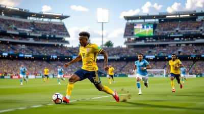 Daniel Muñoz, lateral da Colômbia, em ação na Copa do Mundo 2026 no Arrowhead Stadium em Kansas City