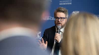 Justin Stevens, ABC Director of News, photographed at the Melbourne Press Club event in September 2024