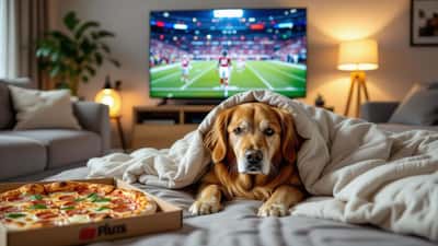 Hund gjemmer seg under teppe under VM-feiring 2026