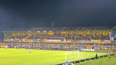 Bruno-Plache-Stadion in Leipzig, Austragungsort des Derbys