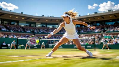 Linda Nosková en action sur le gazon de Wimbledon 2026