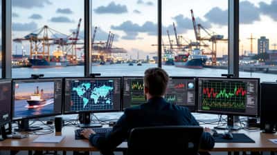 IT-beveiligingsanalist in Rotterdam monitort digitale dreigingskaart met scheepvaartdata Noordzee