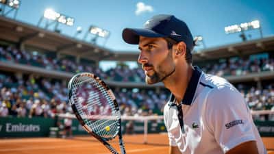 Novak Djokovic fokuseret på en tennisbane i 2026