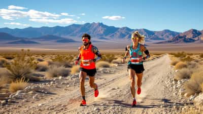 Ultrarunner traversant la Vallée de la Mort lors du Red Bull Cyborg Season Ultra 600