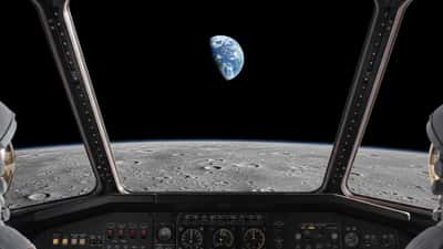Vista da Lua a partir da janela da nave Orion da NASA